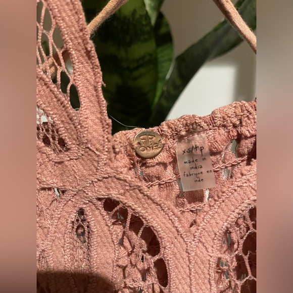 Free People Adela slip mini dress crochet lace light pink - Picture 5 of 5
